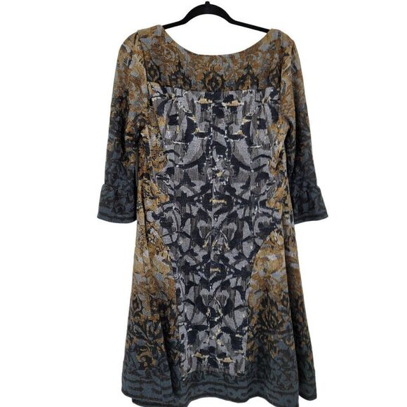Womens Dressbarn Dress Whimsigothic Goblincore Witchcore Dark Scroll Print Sz 16 - Picture 1 of 8